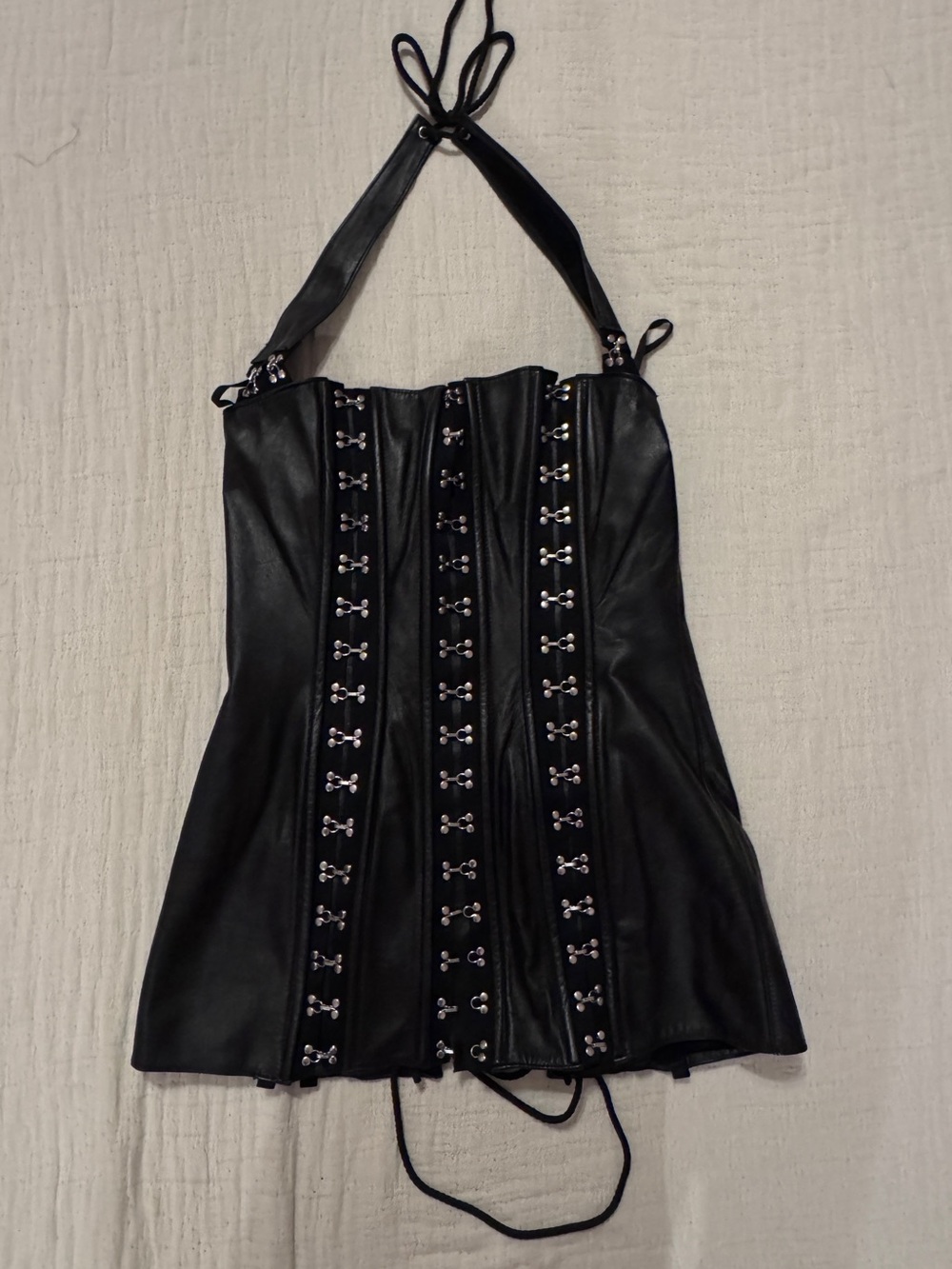 ALLURE LEATHER genuine halter bustier / corset M